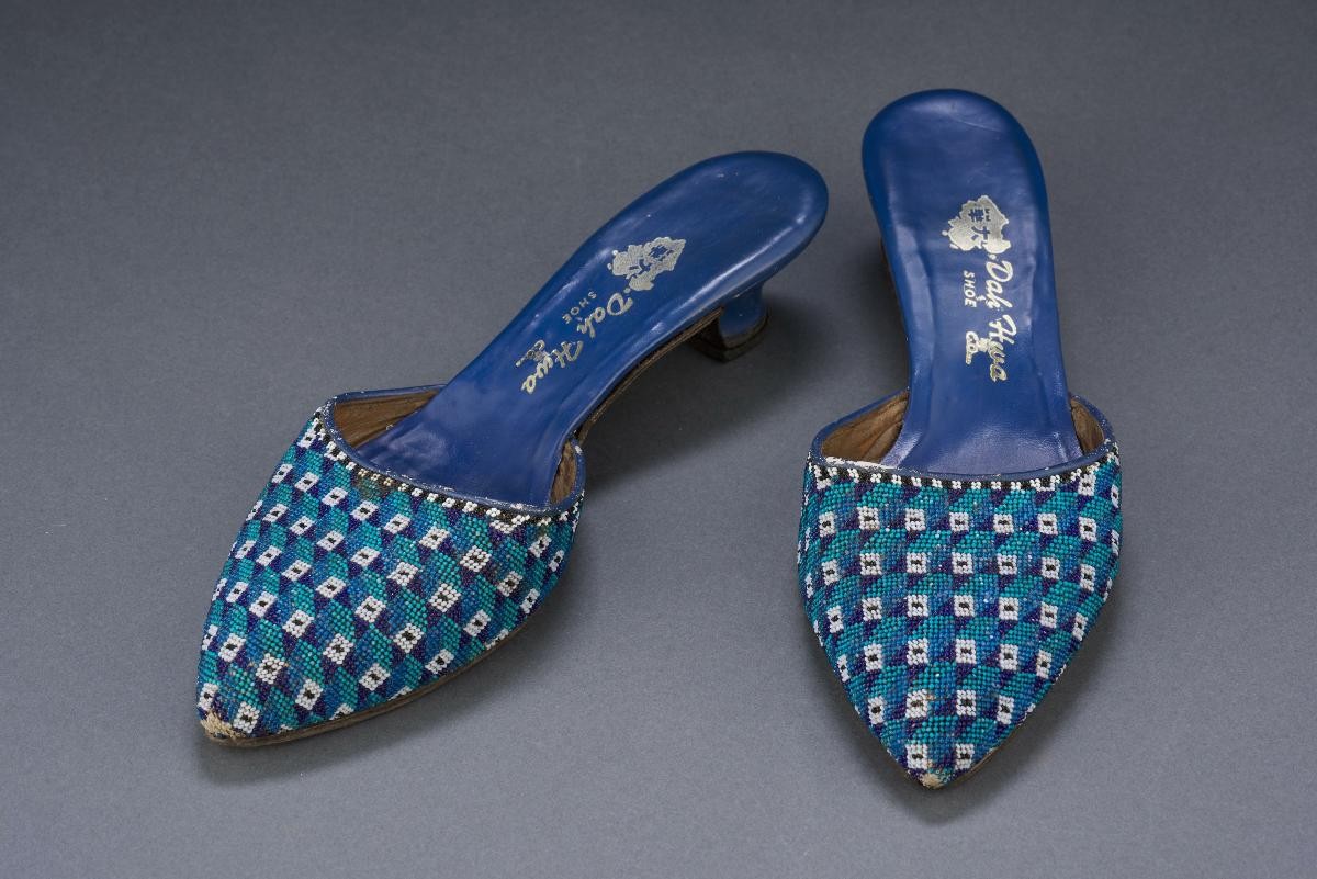 Pair of beaded slippers
