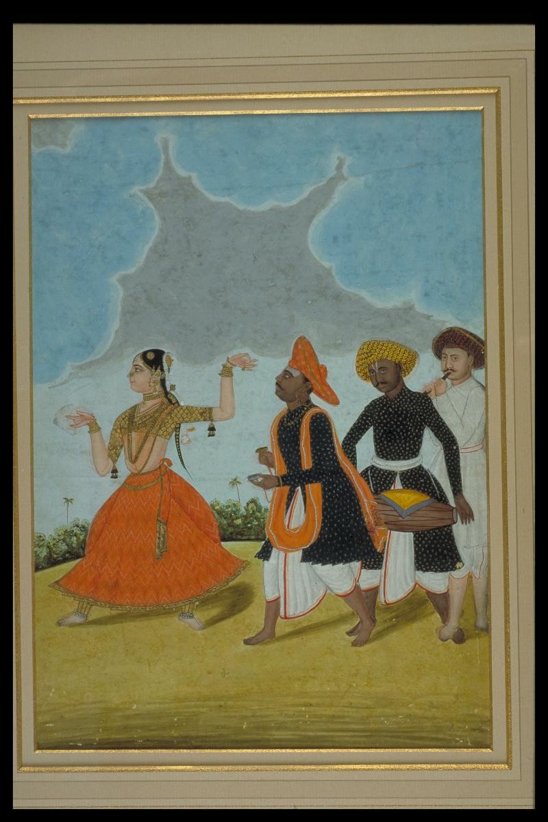 Temple dancer with musicians