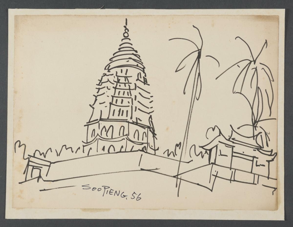 Untitled (Temple with Two Trees)