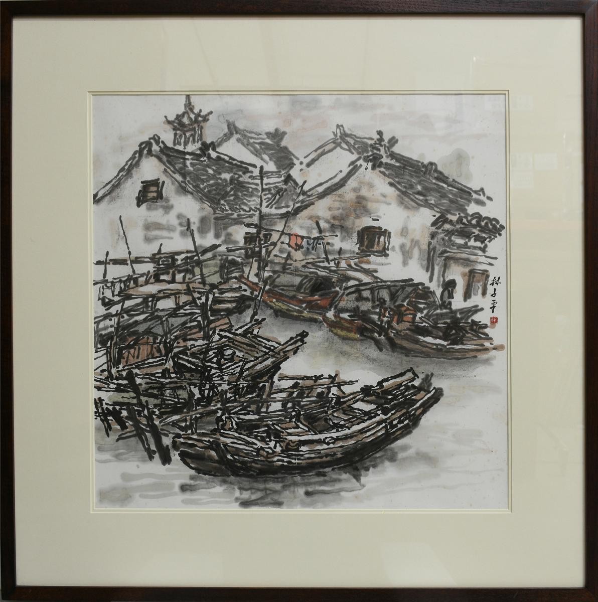 Untitled (Boats by the Chinese Village)