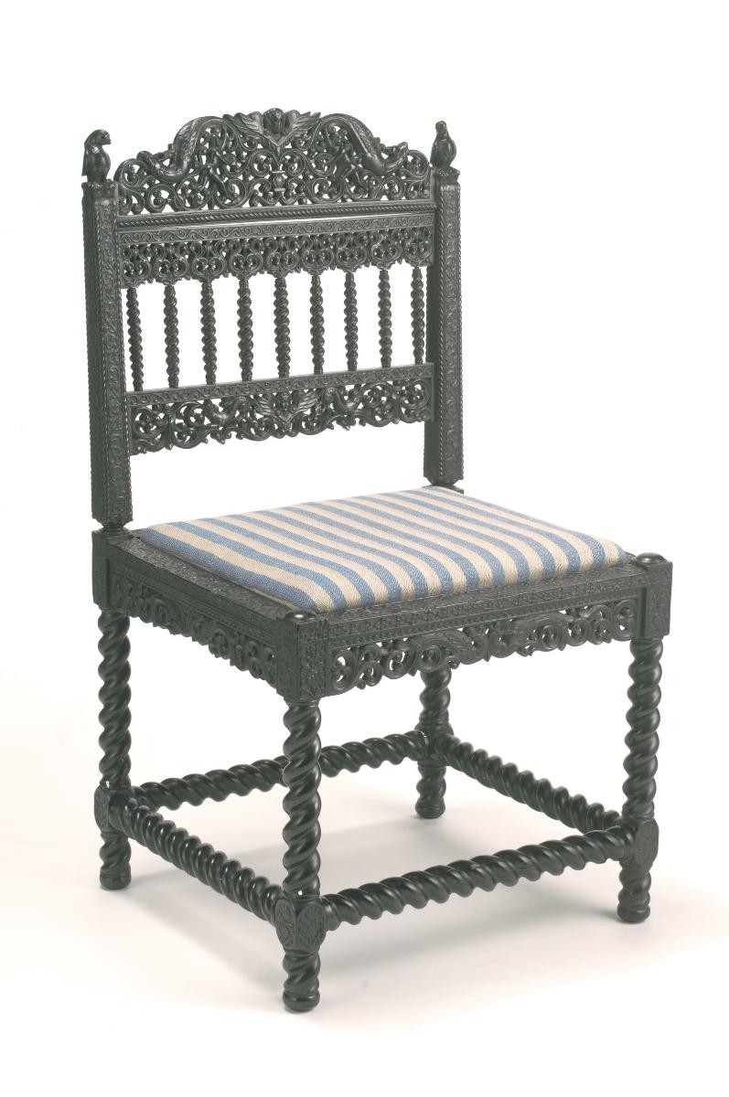 Coromandel Coast carved ebony side chair