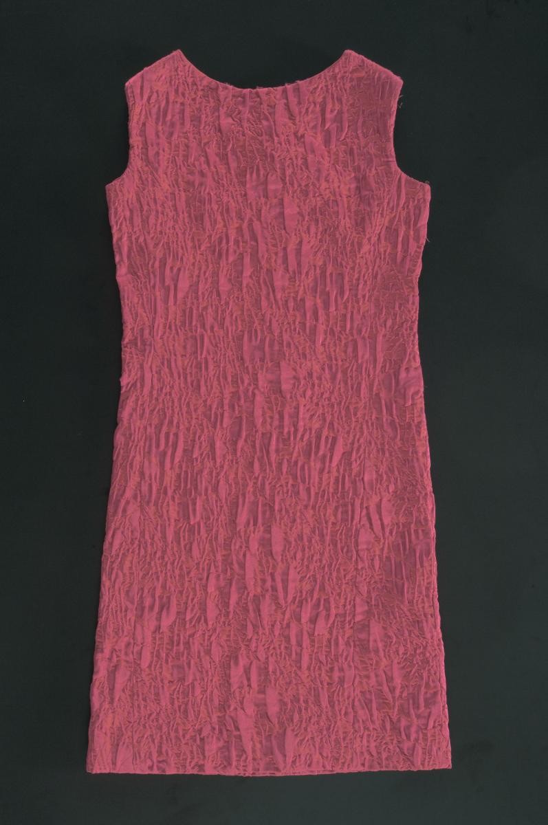 A red Balenciaga sleeveless matelassé dress
