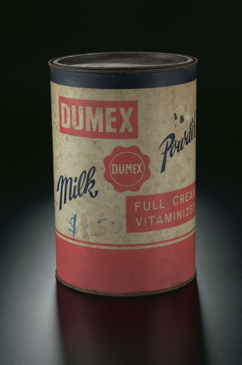 Dumex milk powder tin container with lid