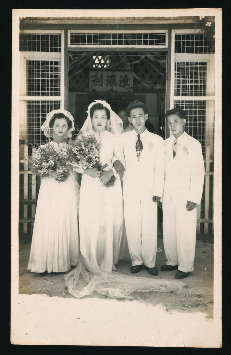 Two couples in Western wedding attire