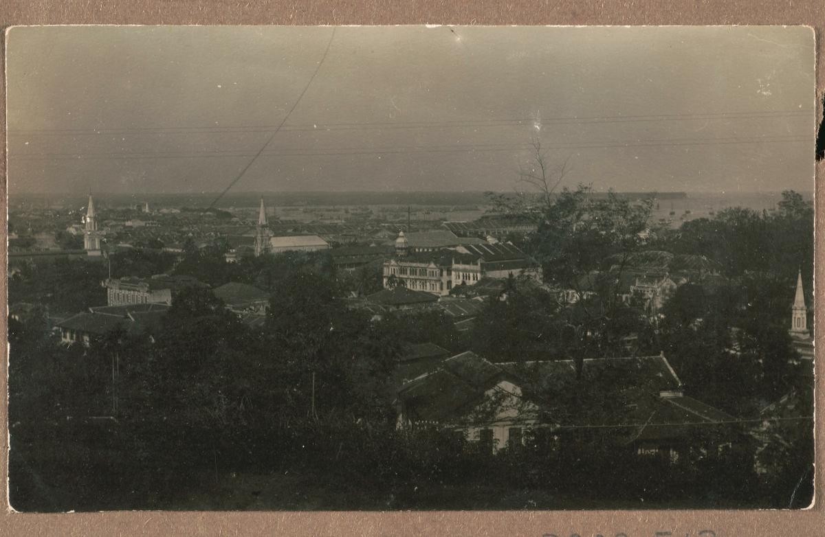 View of a European town from Fort Canning