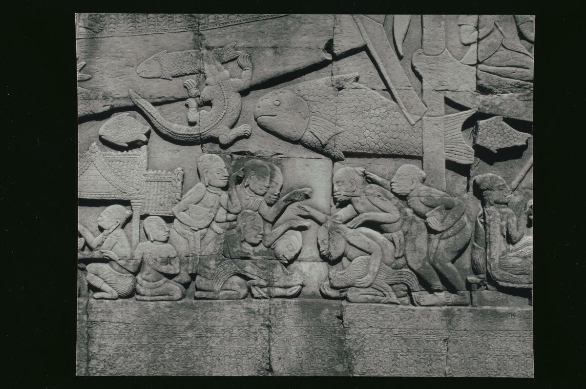 A view of a temple relief in Angkor by Loke Wan Tho