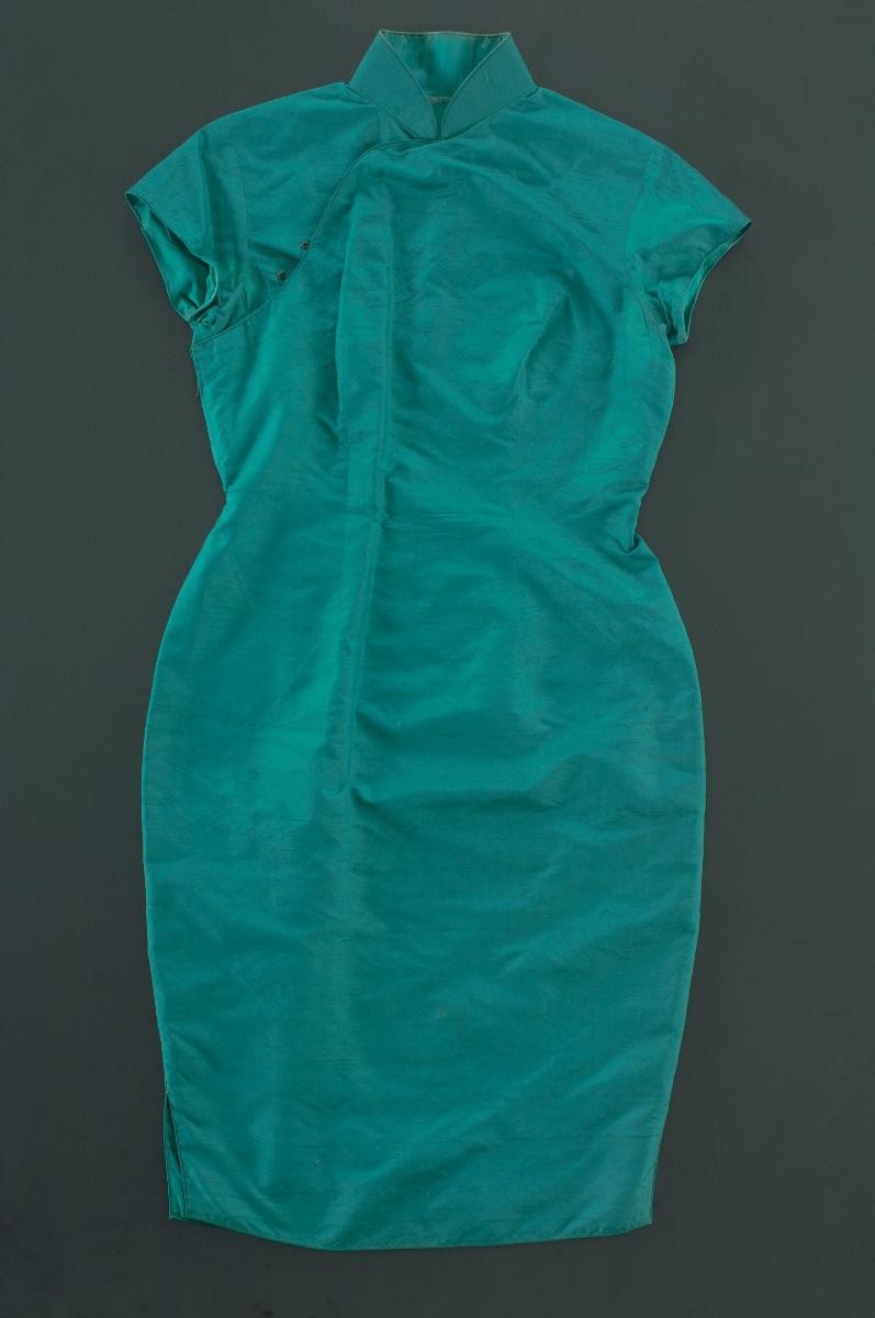 Green cheongsam with matching jacket
