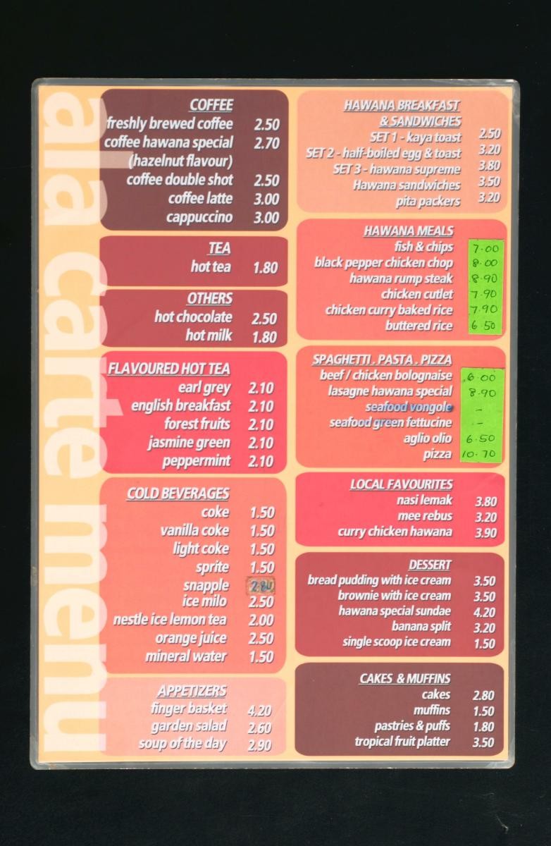 Menu from Hawana Café