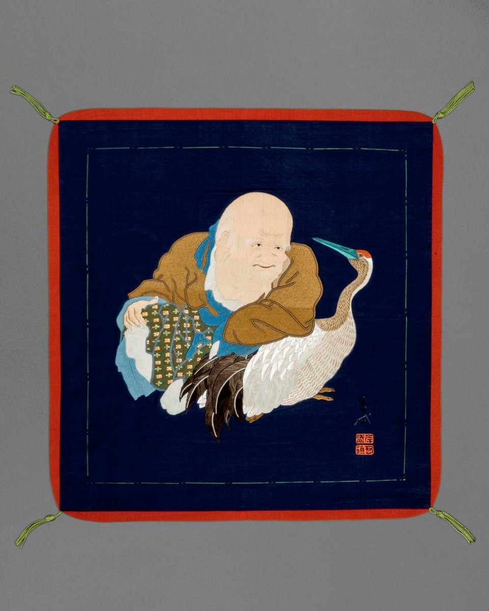 Fukusa with Fukurokuju and crane