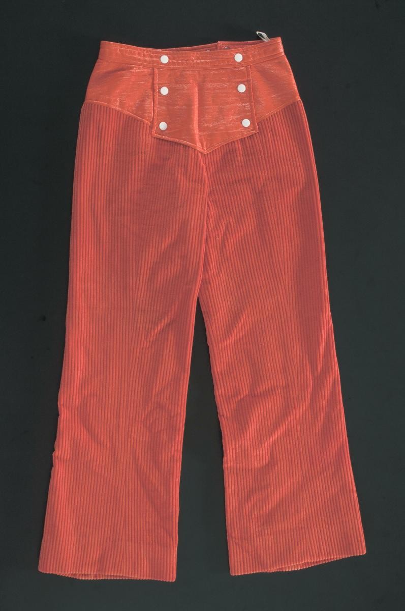 A pair of orange André Courrèges Hyperbole matelot trousers
