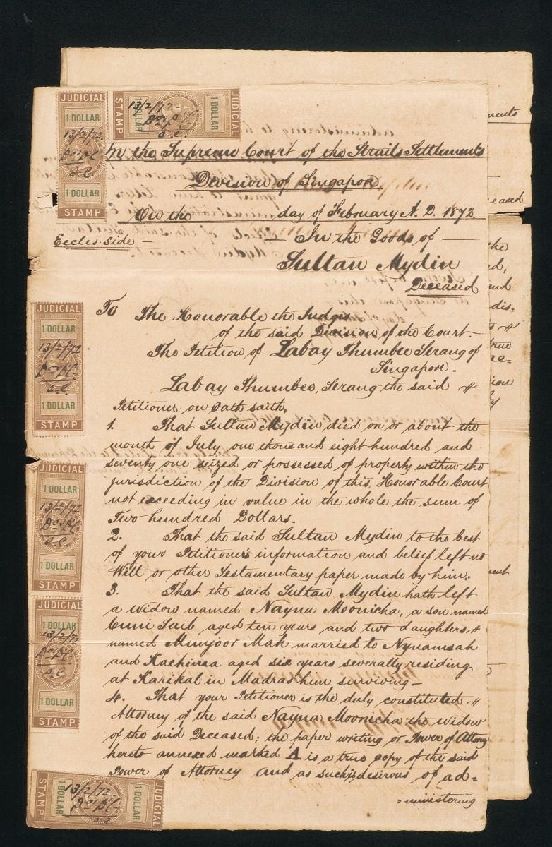 A set of documents concerning the administration of the estate of Sultan Mydin