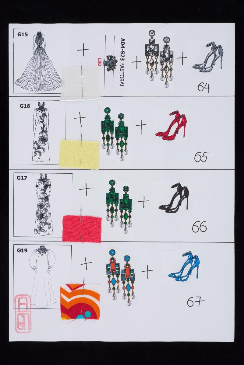 Styling sheets from Andrew Gn Spring/Summer 2023 collection