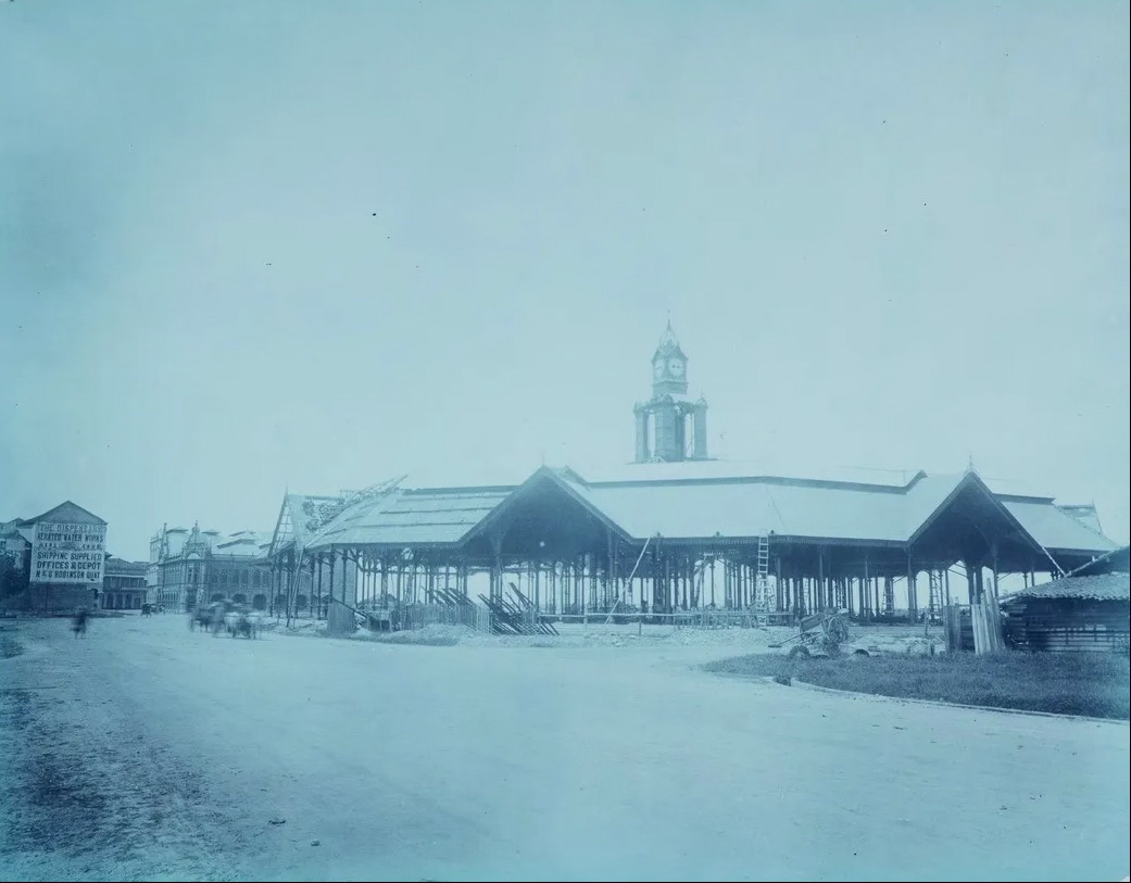 Construction of the new Telok Ayer Market, c.1890