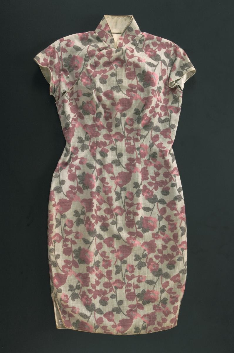 Cap sleeved floral cheongsam with matching jacket