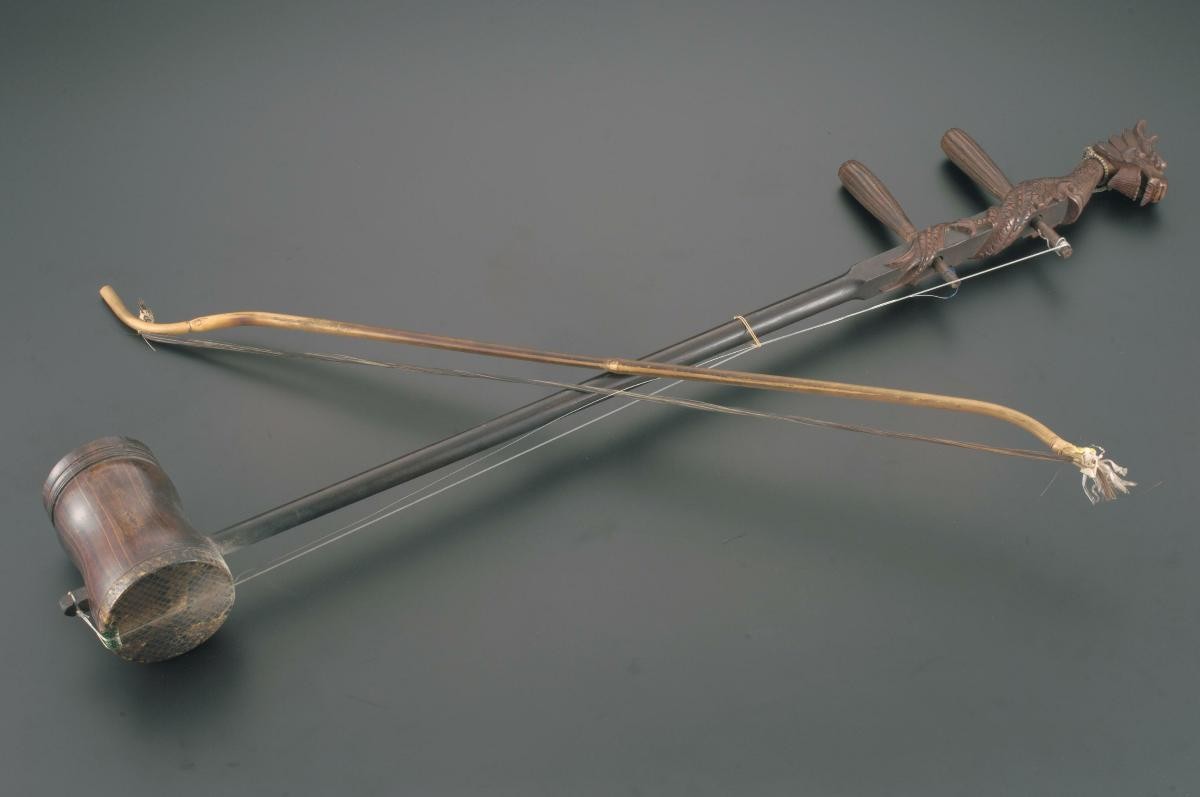 An erhu used in a Chinese opera performance