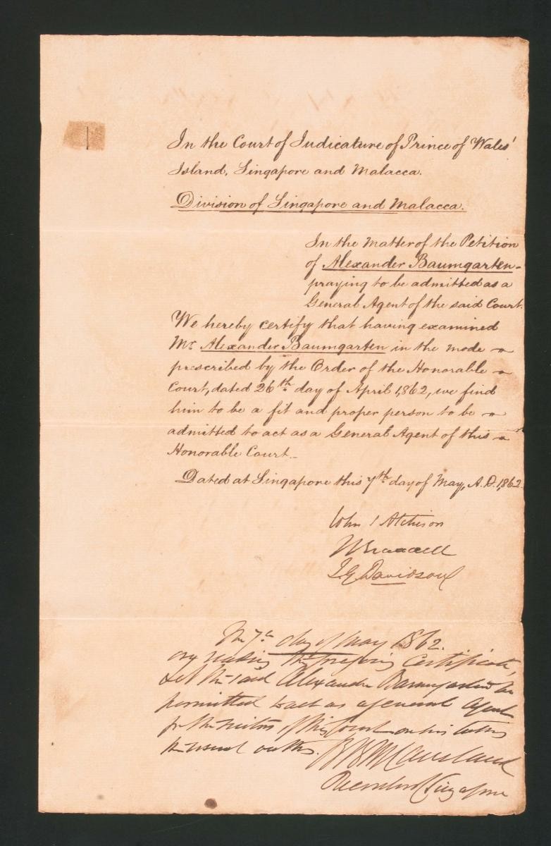 Document concerning Alexander Augustus Baumgarten