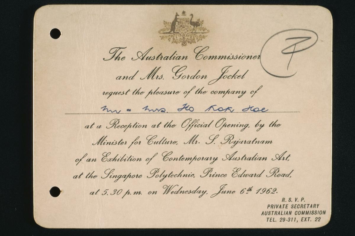 Invitation card to the opening of the Exhibition of Contemporary Australian Art
