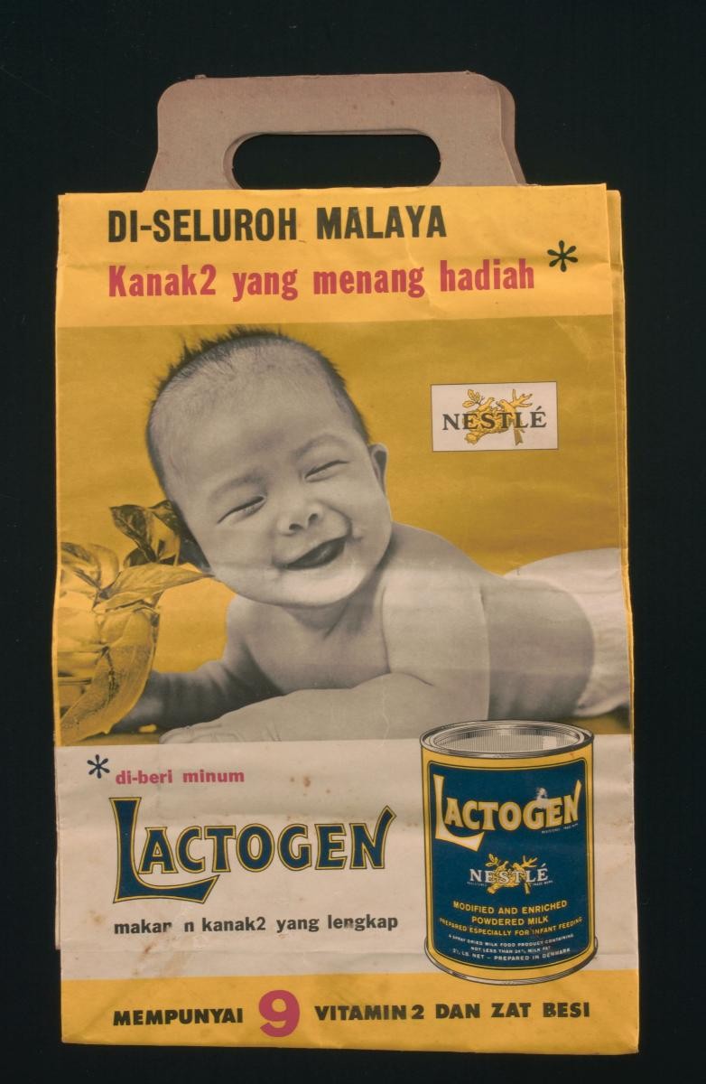 Paper carrier bag for Nestlé with Lactogen advertisement