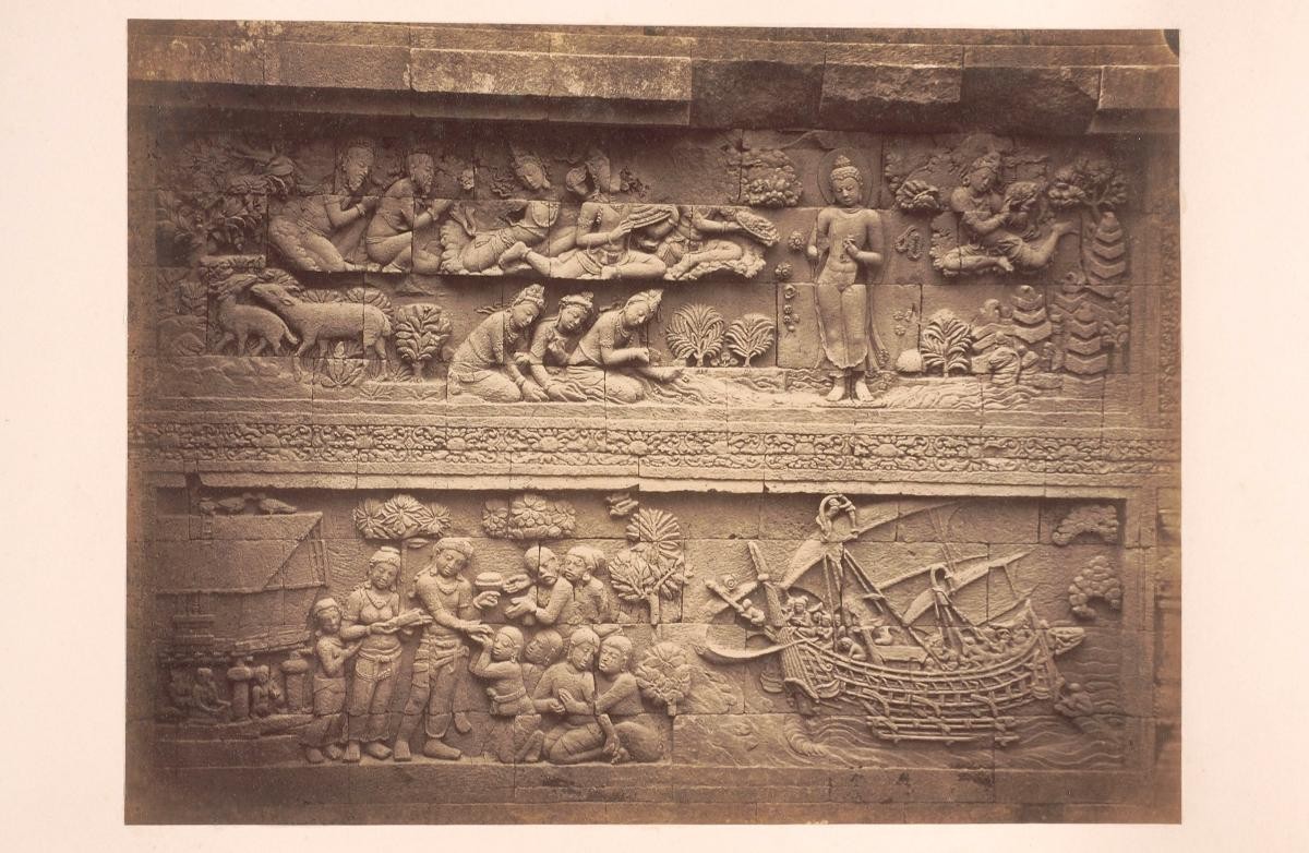 Bas reflief of Lalitavistara (top) and Avadana (bottom), Borobudur