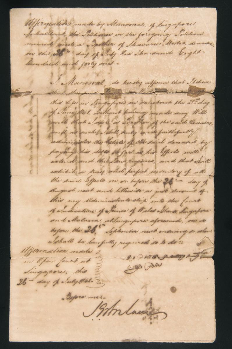 Affirmation of Manooval of Singapore