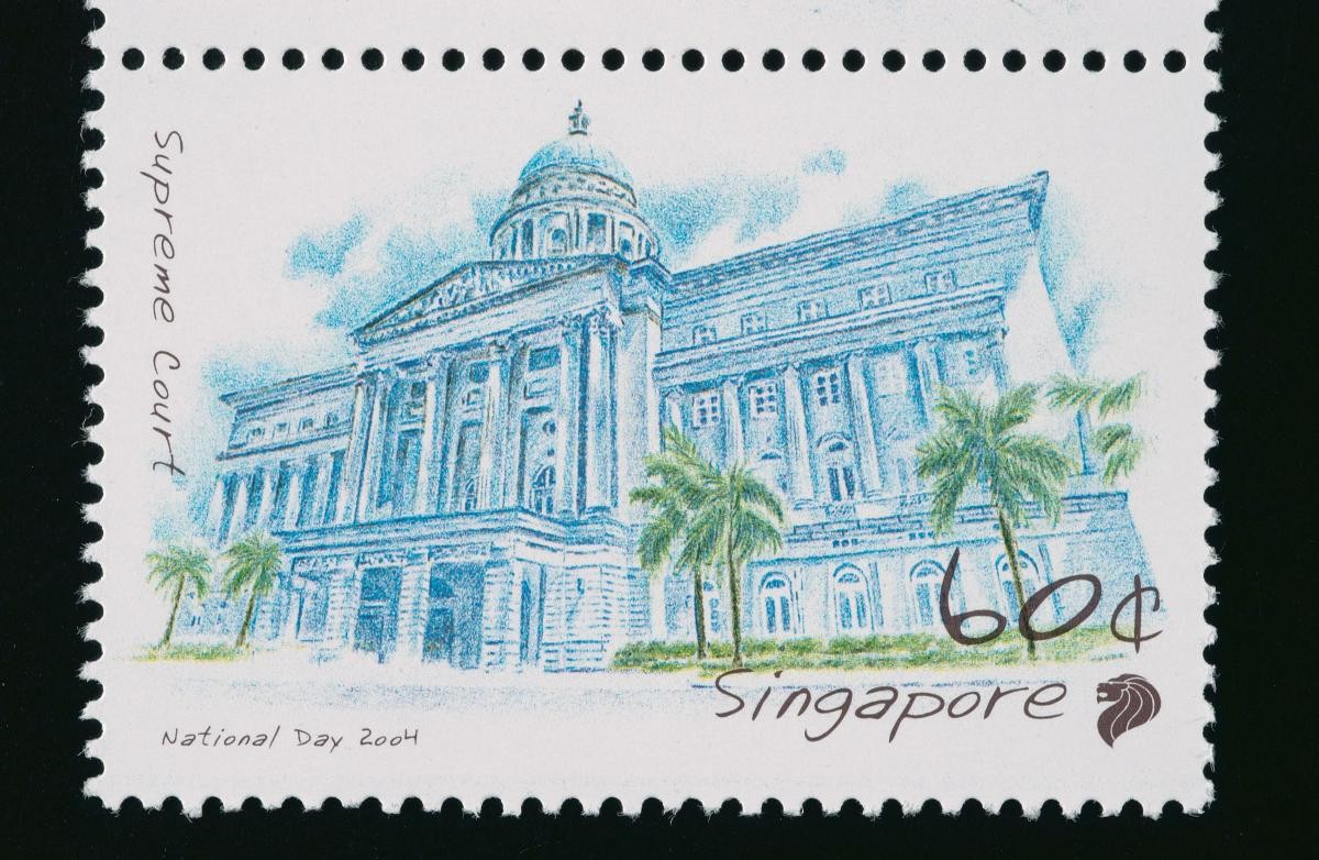 A stamp featuring the Supreme Court