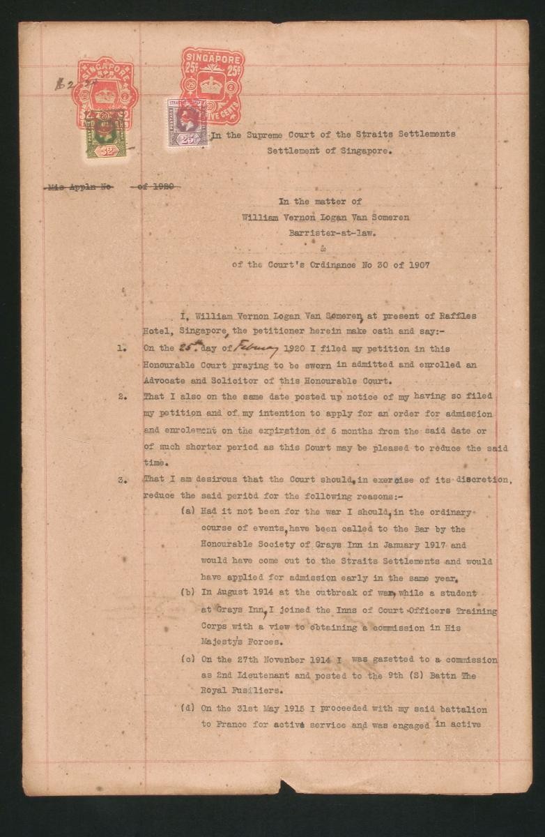 Affidavit of William Vernon Logan Van Someren