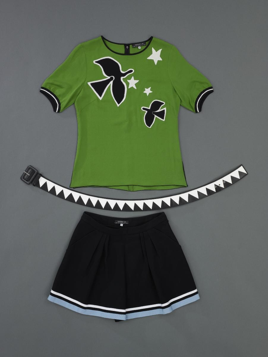 Blouse, shorts, and belt