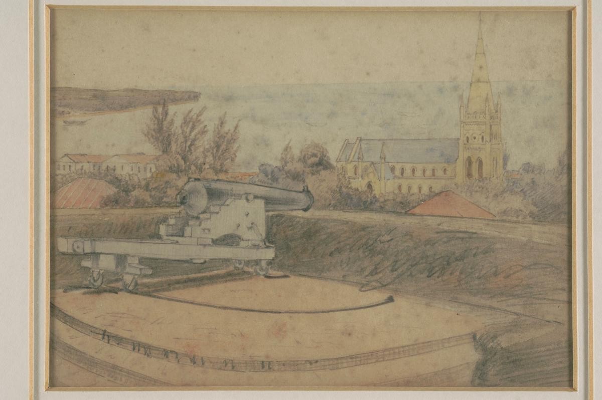 Southwest view of St Andrew's Cathedral from Fort Canning