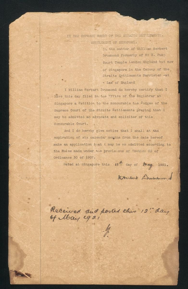 Notice filed by William Herbert Drummond