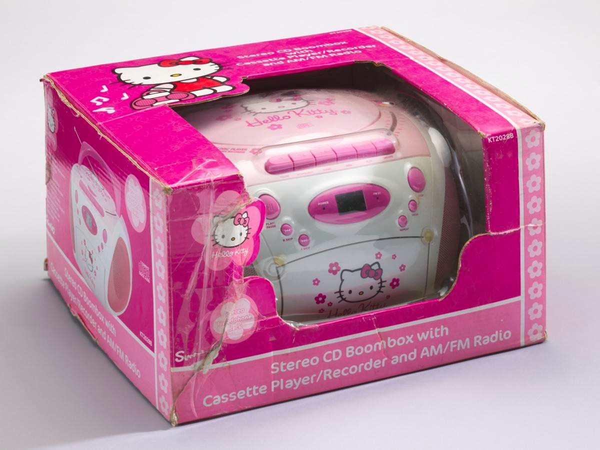 KT2028B Hello Kitty Stereo CD Boombox with Cassette Player, Tape Recorder and Radio