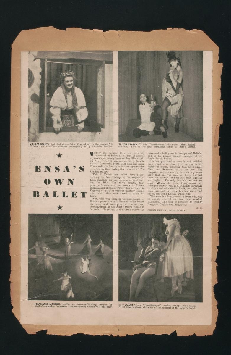 Press clipping related to the Entertainments National Service Association (ENSA)