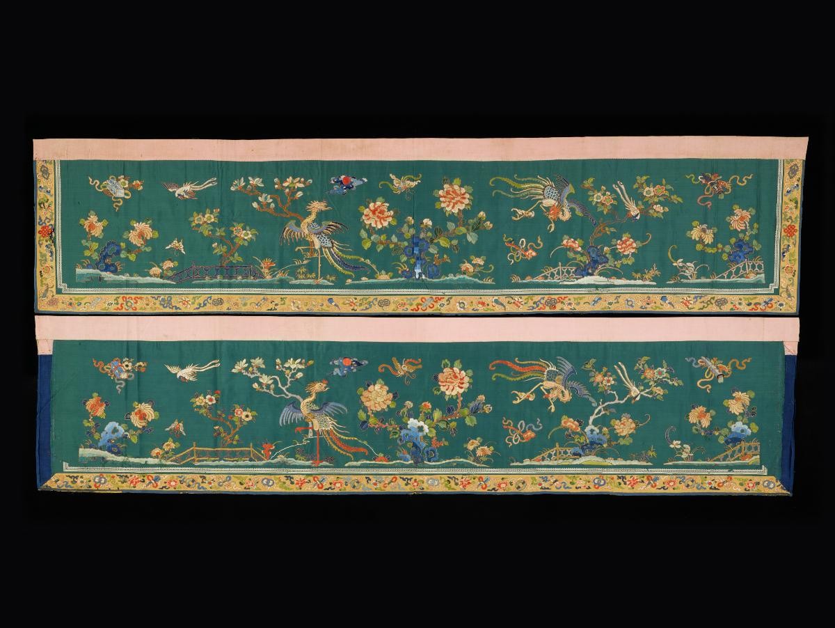 Pair of embroidered hangings
