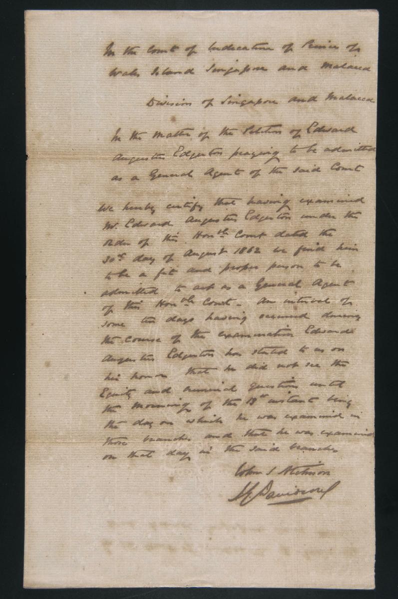 Document concerning Edward Augustus Edgerton