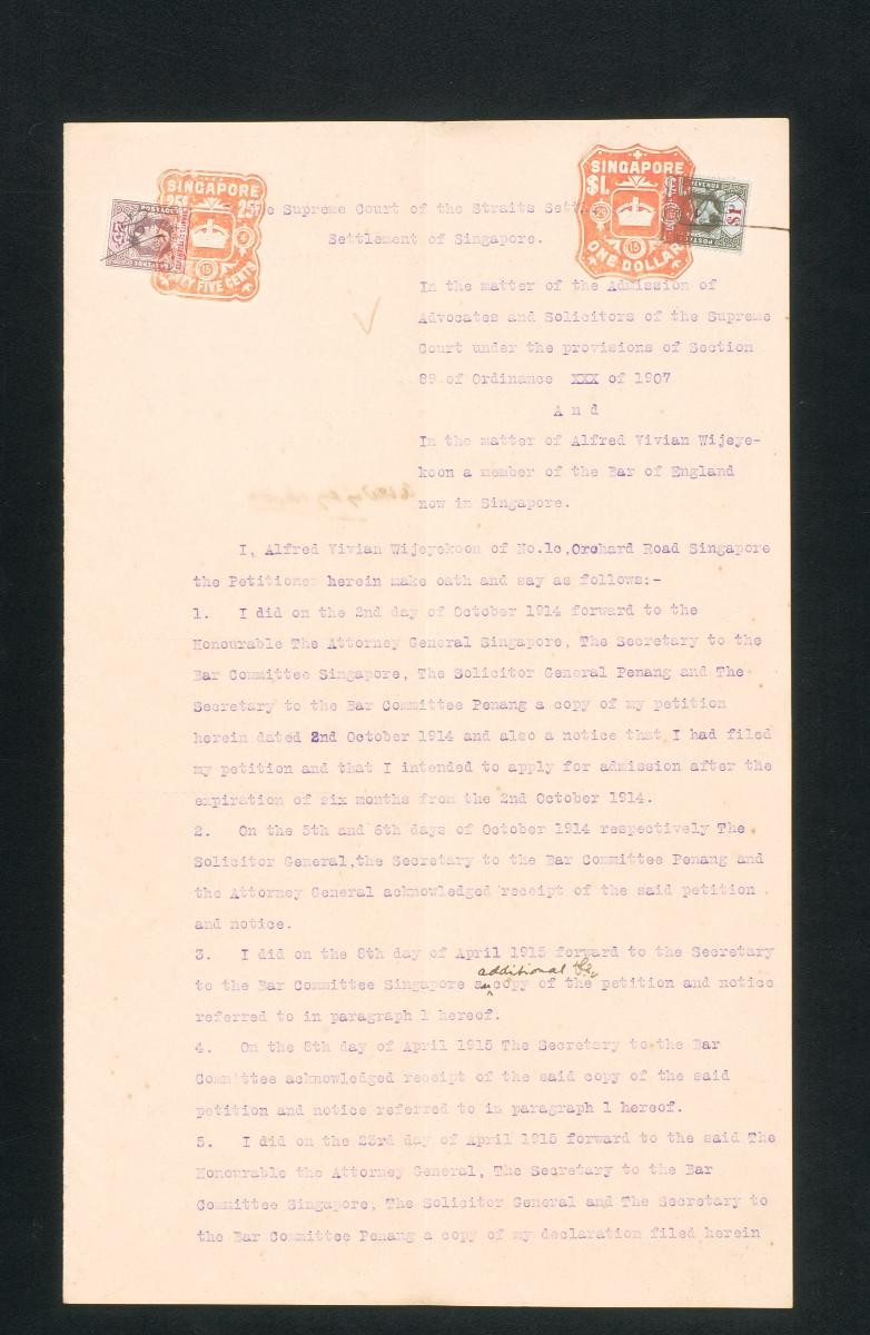 Document from the collection of Straits Settlements legal records