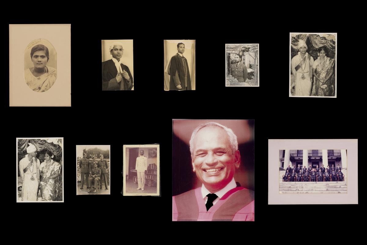 A set of photographs of M Karthigesu and his family