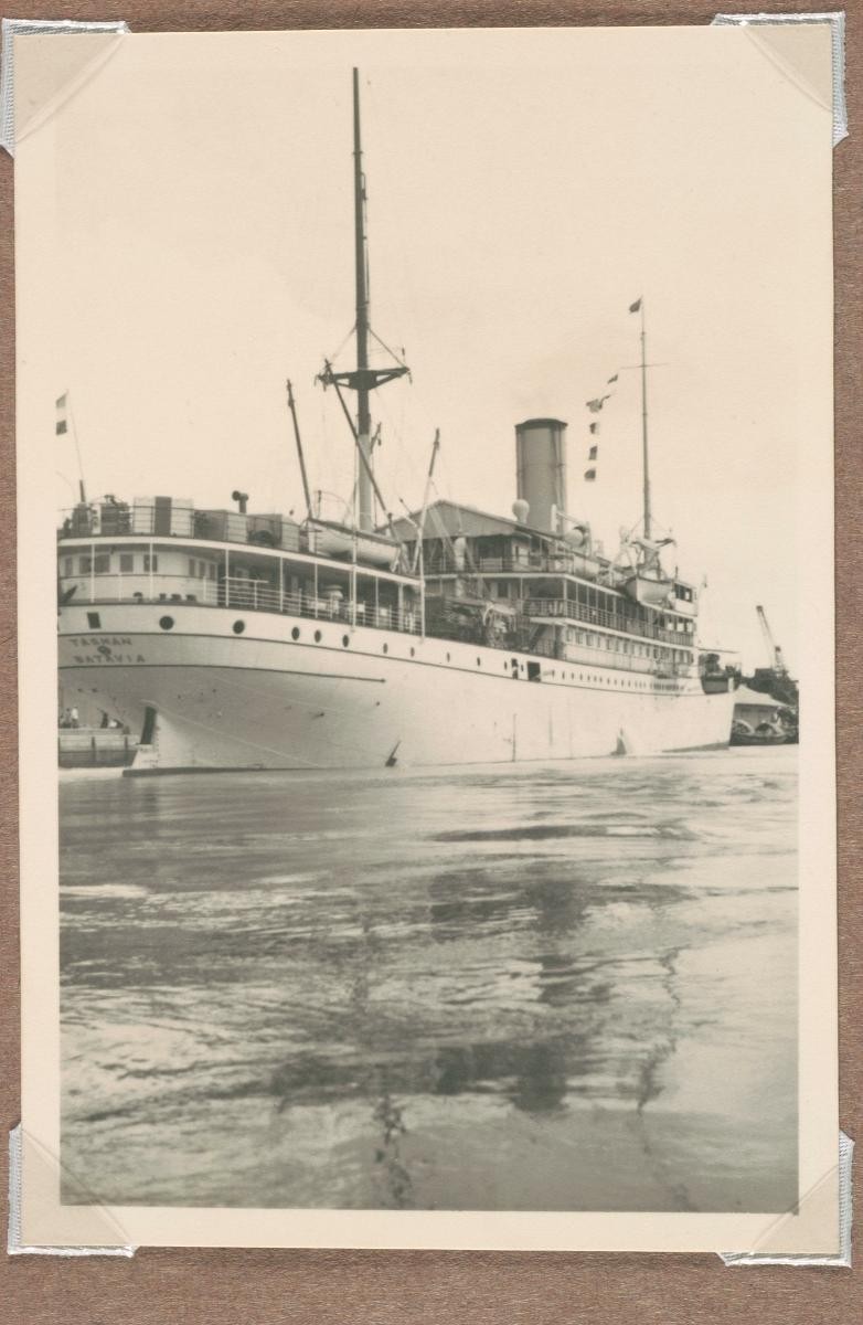 The Dutch KPM steamship Tasman docked at the wharf