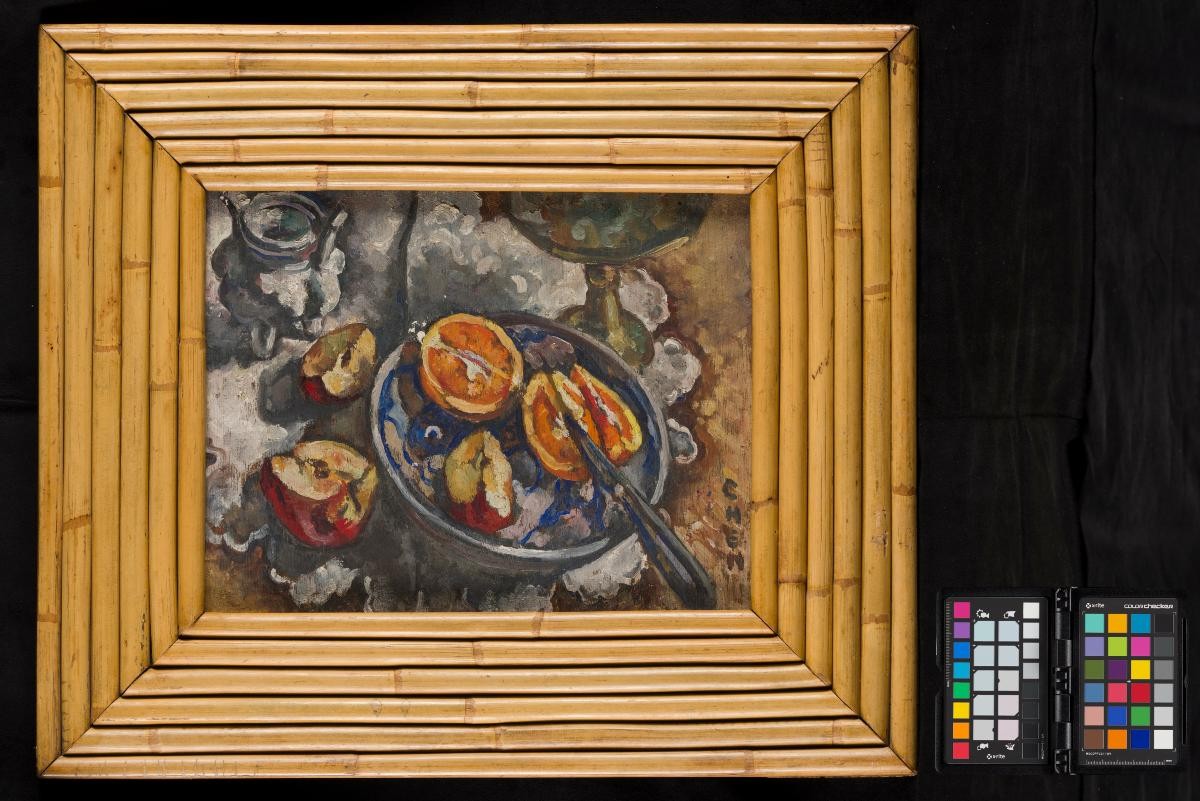 Still Life with Cut Apple and Orange
