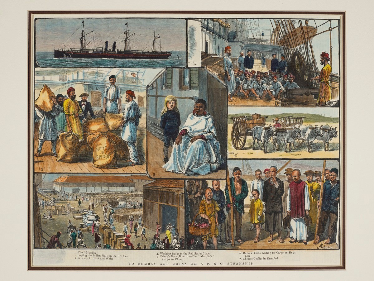 Illustrated London News sketches of scenes from the passage to Bombay and China on a Peninsular & Oriental steamship