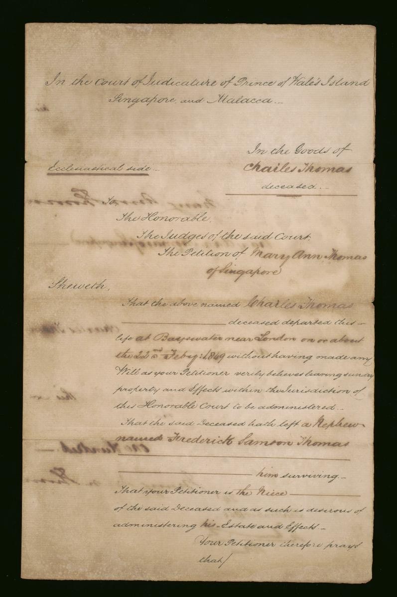 Petition of Mary Ann Thomas