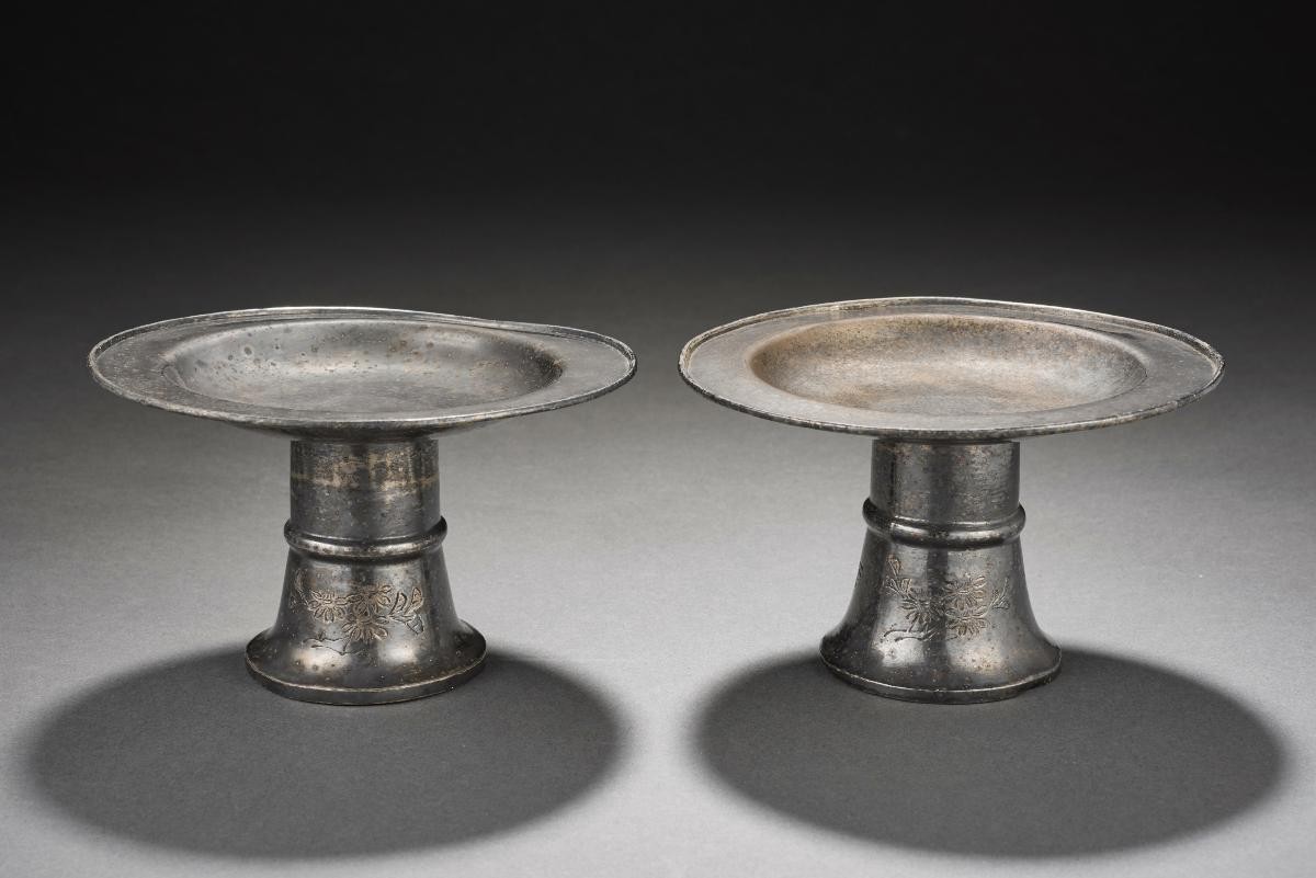Pair of silver platters from Nam Tin Restaurant