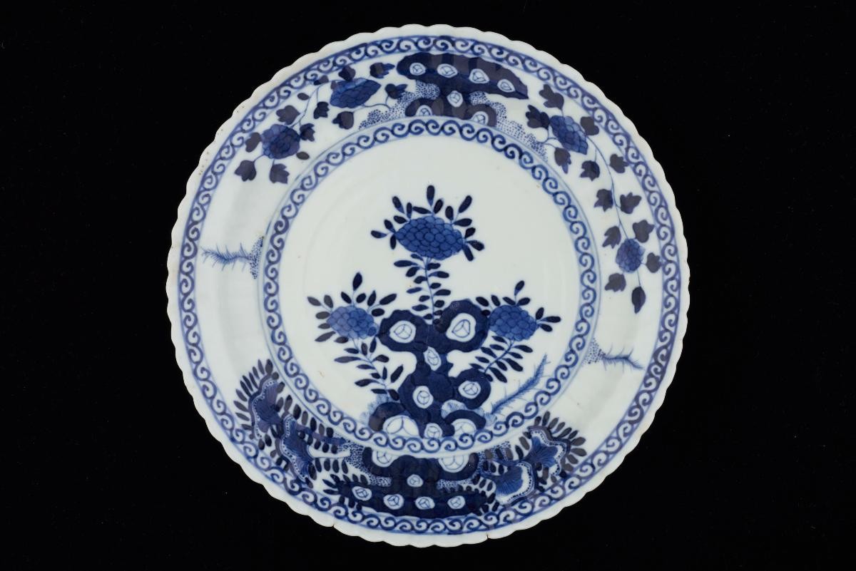 Blue and white plate