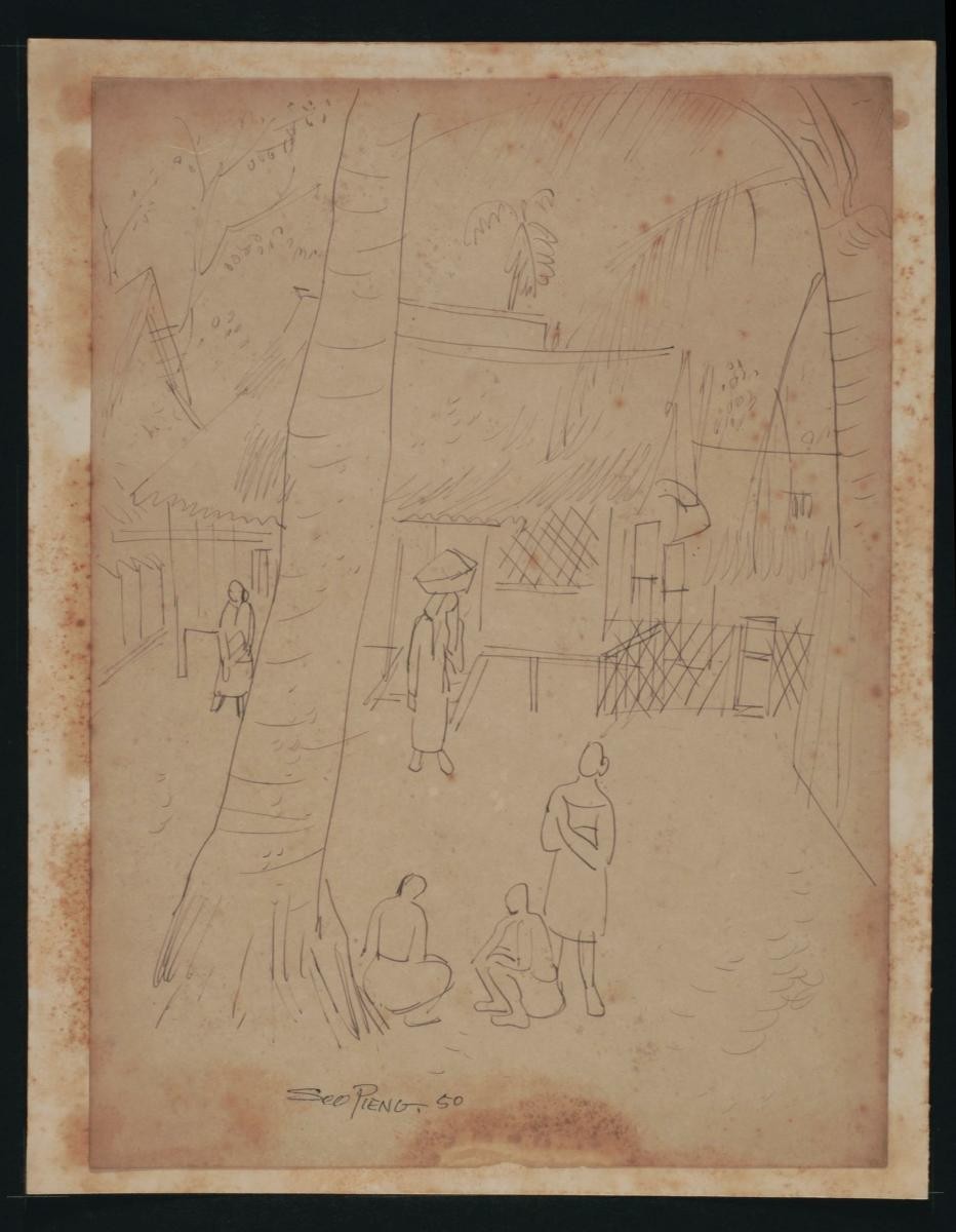 Untitled (Trees and Village Houses)