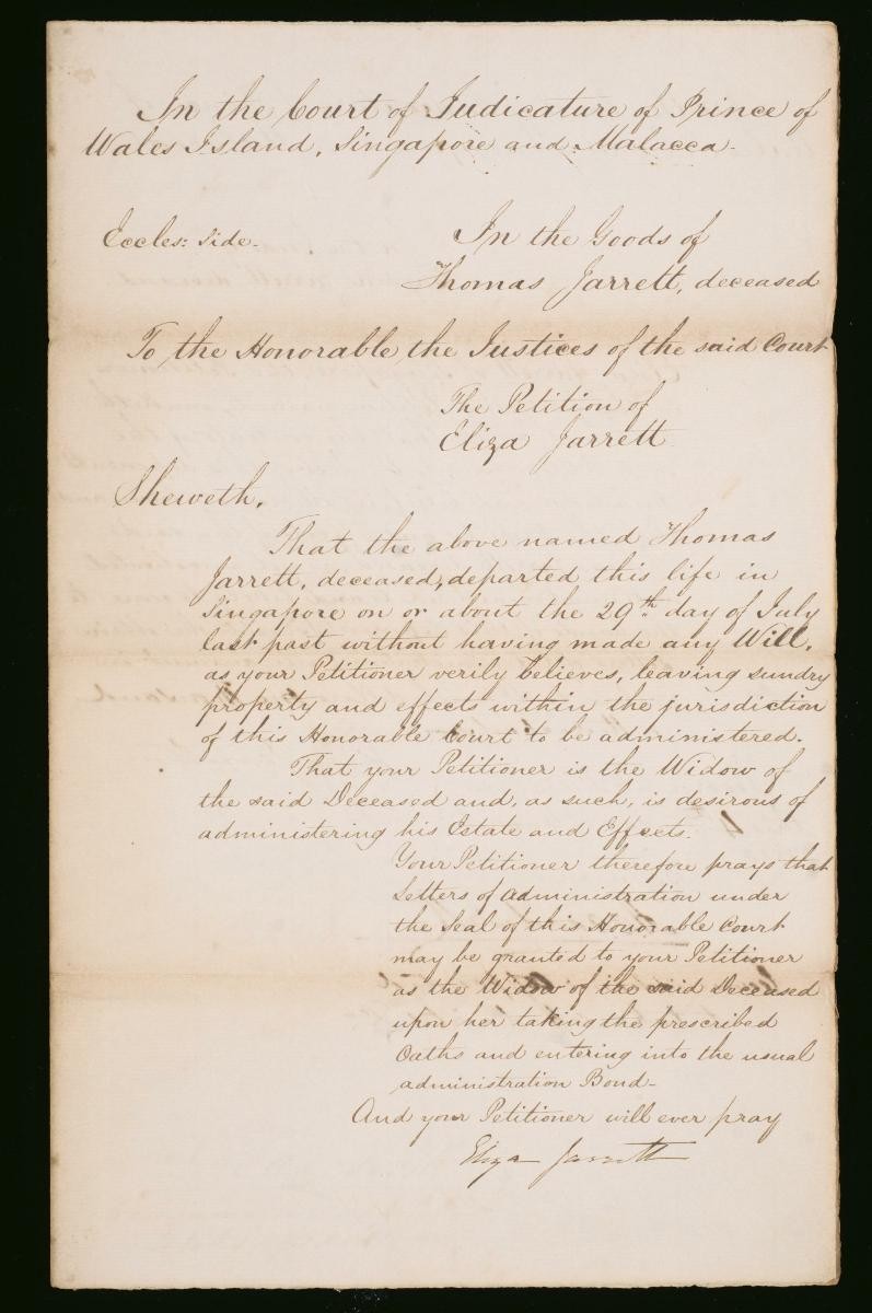 Petition of Eliza Jarrett