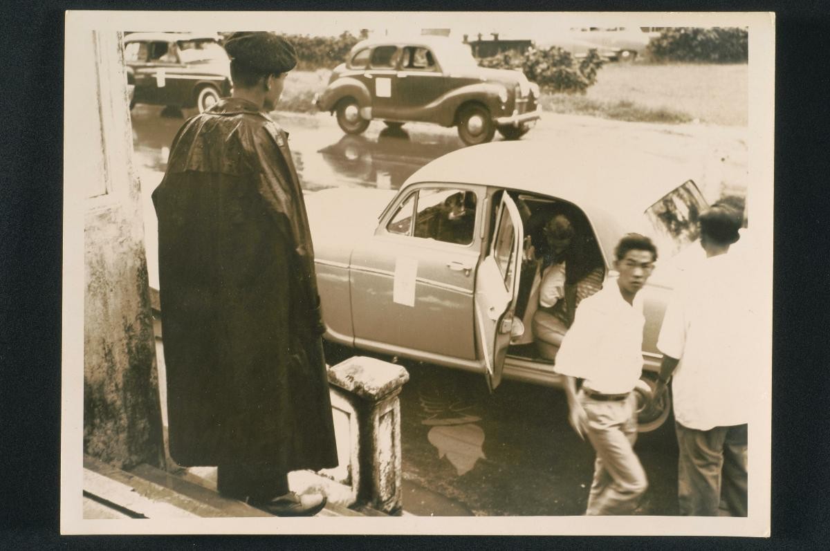 A voter alighting near a polling station