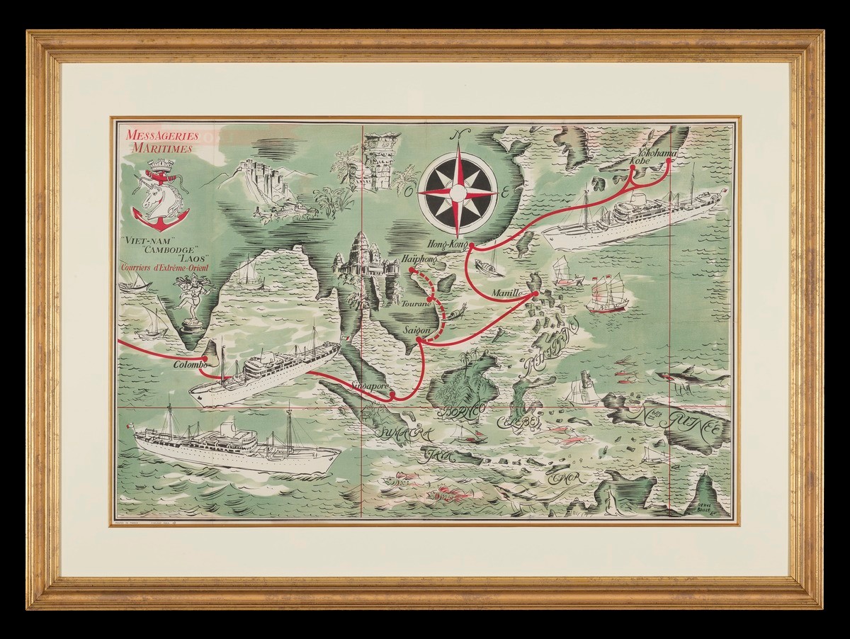 Messageries Maritimes map of Southeast Asia
