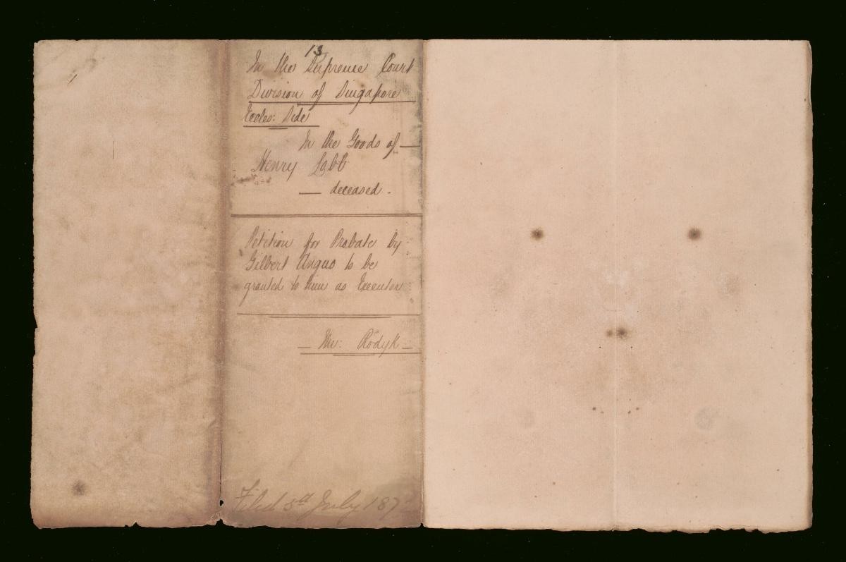 Cover page of the petition of Gilbert Augus