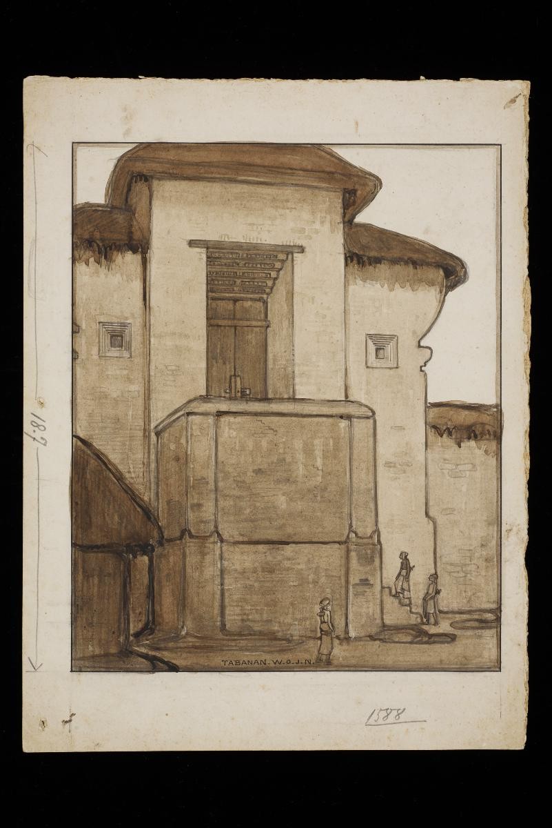 The Main Gate to Tabanan Palace (recto) and Palace of Karangasem (verso)