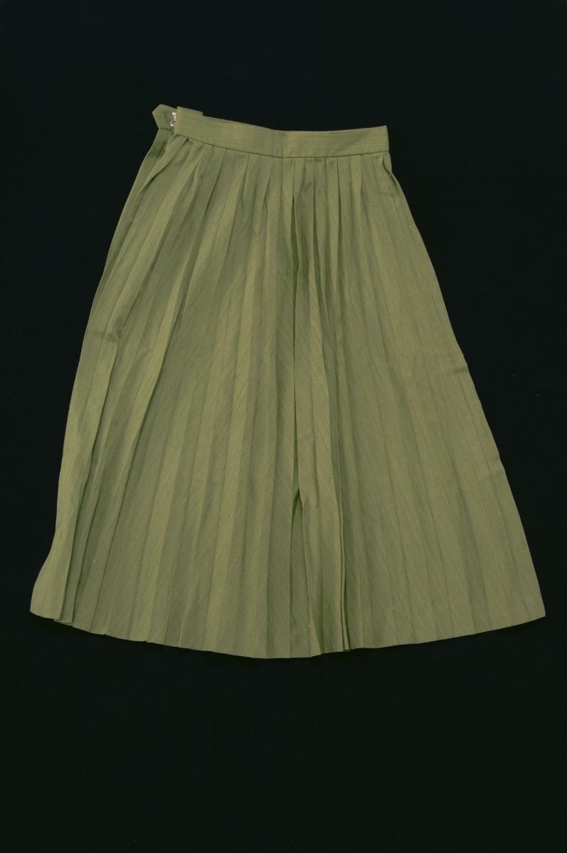Green pleated skirt
