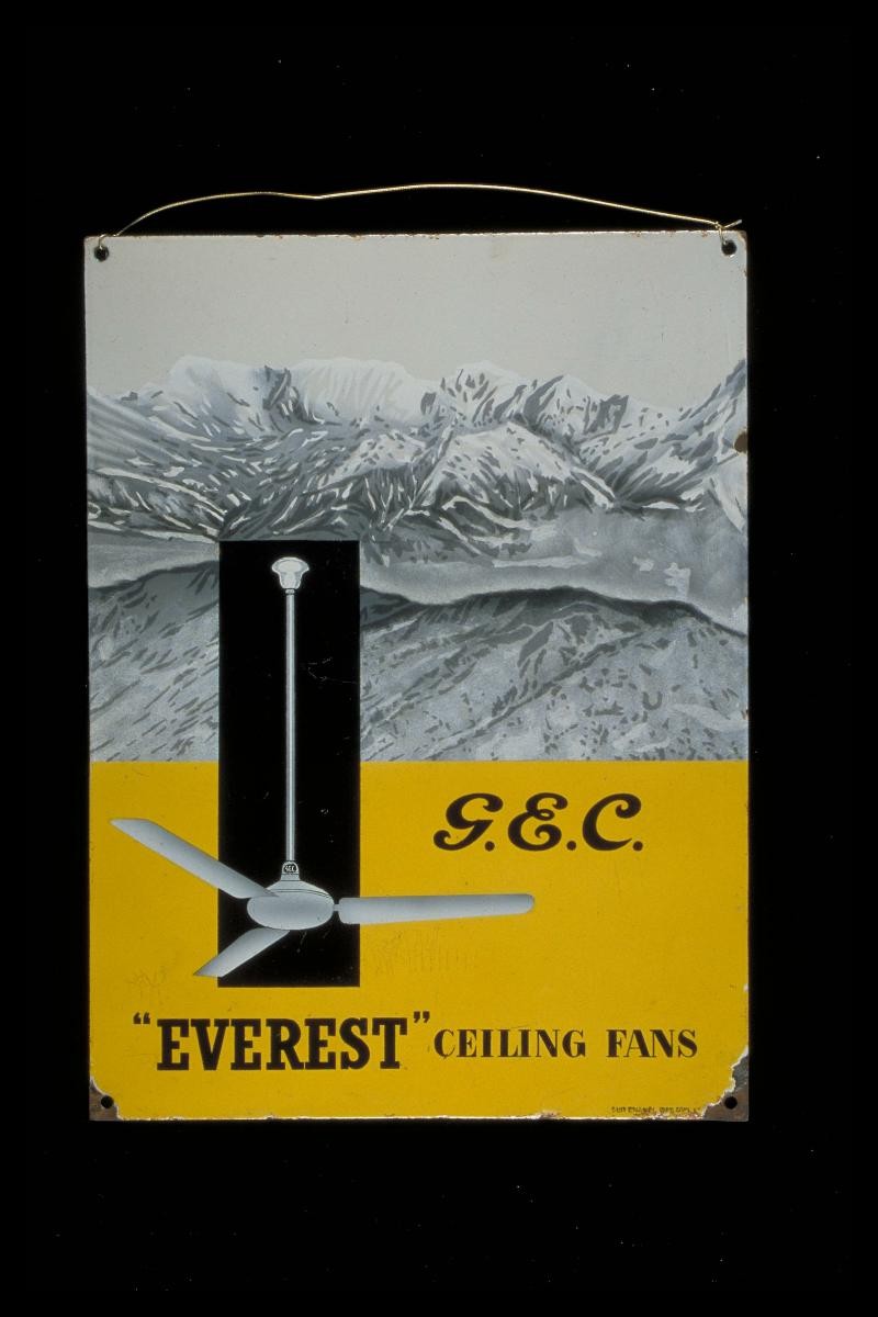 Advertisement signboard featuring ‘Everest’ ceiling fan