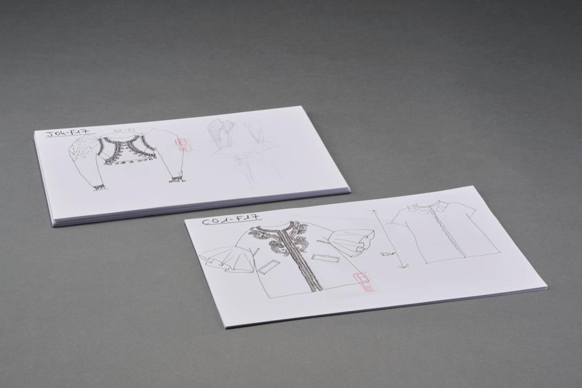 Original sketches of Andrew Gn's Pre-Fall 2017 collection